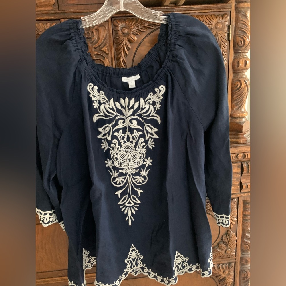 Charter club blue shirt with white trim